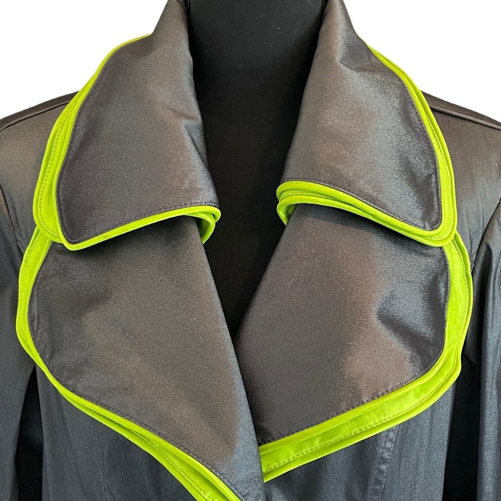 Joseph Ribkoff Gray/Lime Green Fall/Spring Coat - Size 12  RARE! - Picture 6 of 8